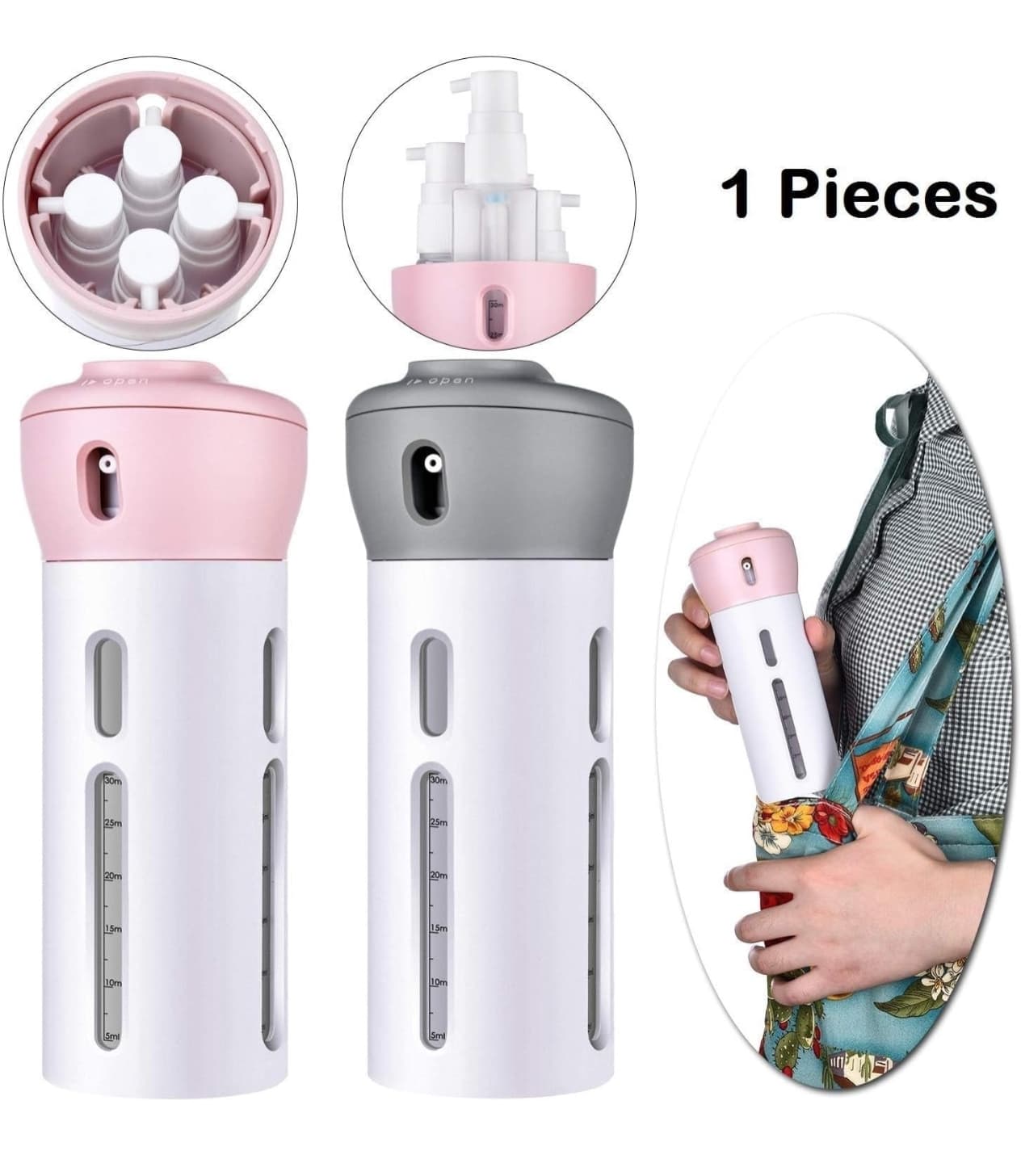 4-in-1 Refillable Travel Toiletry Dispenser Bottle