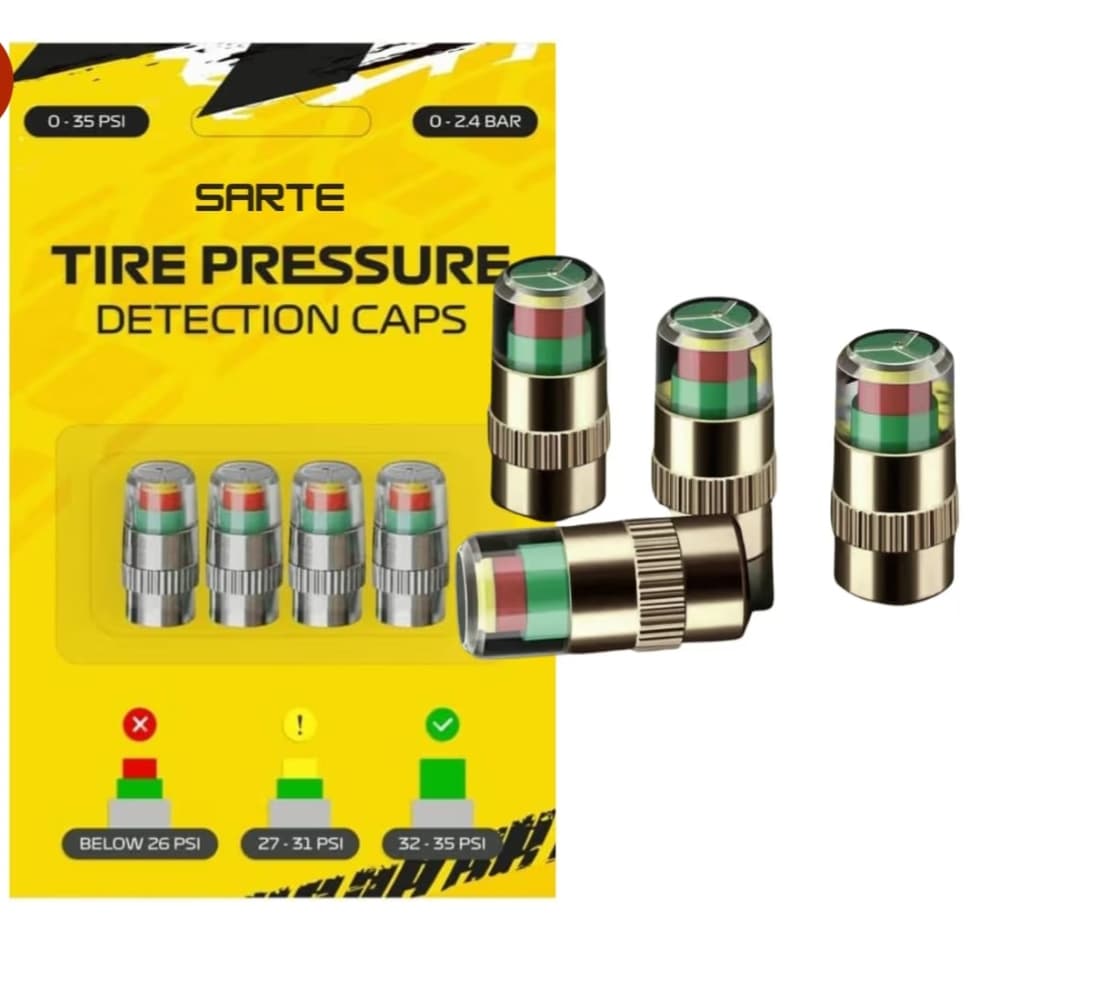 Tyre Pressure Indicator Valve Caps for Car and Bike, Pack of 4