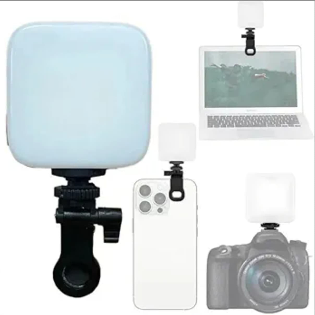 Portable LED Video Light for Phone Laptop Camera, Dimmable Clip-On Influencer Light