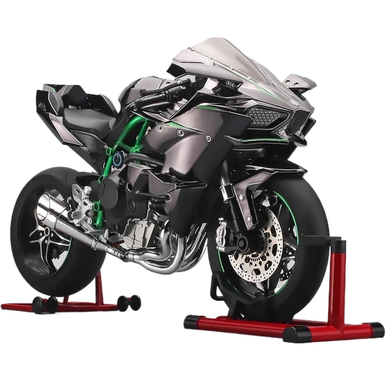 1:6 Scale Die-Cast Kawasaki Ninja H2R Metal Motorcycle with Water Tank Smoke, Sound and Lights