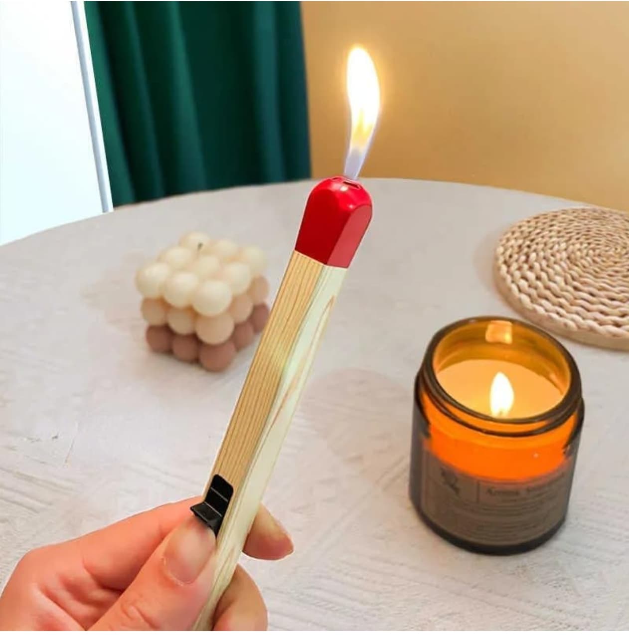 Giant Matchstick Shaped Butane Lighter, Refillable Long Handle Gas Burner for Candles and Kitchen