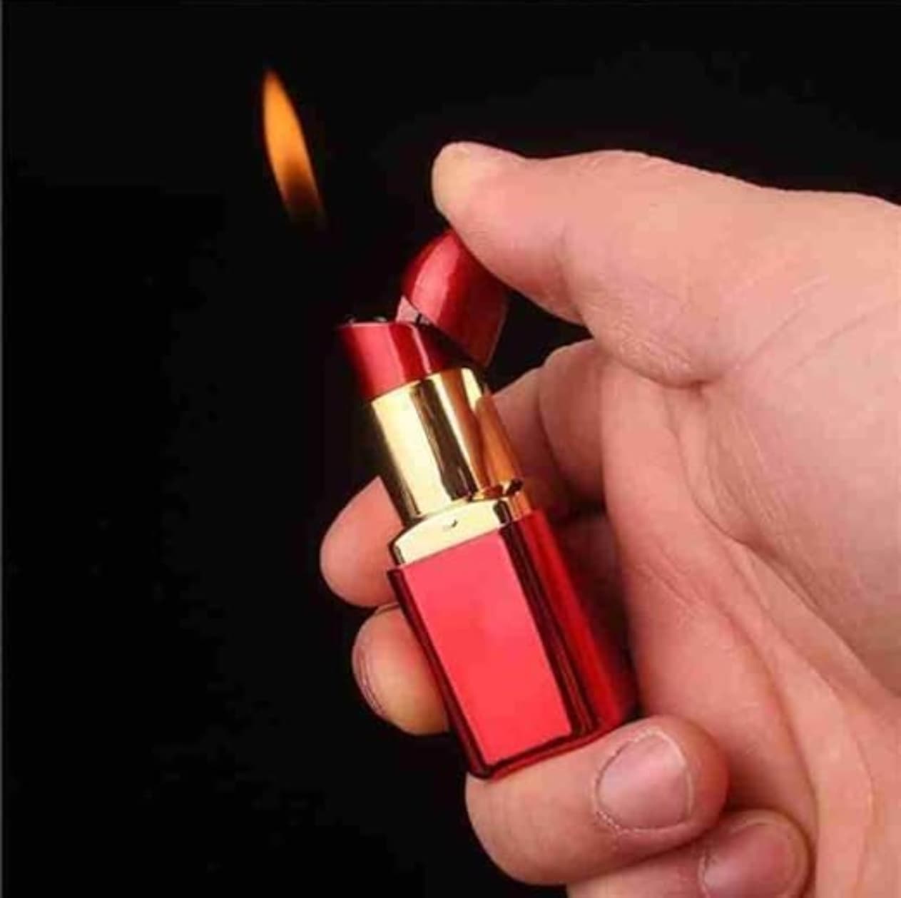 Lipstick Shaped Novelty Butane Lighter, Windproof Refillable Pocket Lighter for Handbag