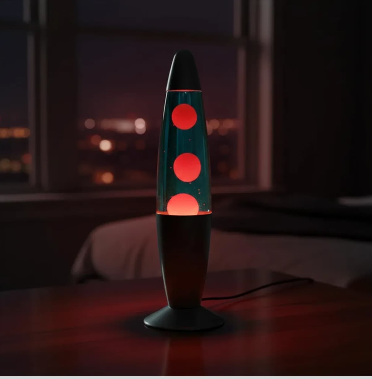 Rocket Shaped Lava Lamp 13 Inch, Blue Water Red Lava Motion Ambient Mood Light for Aesthetic Rooms