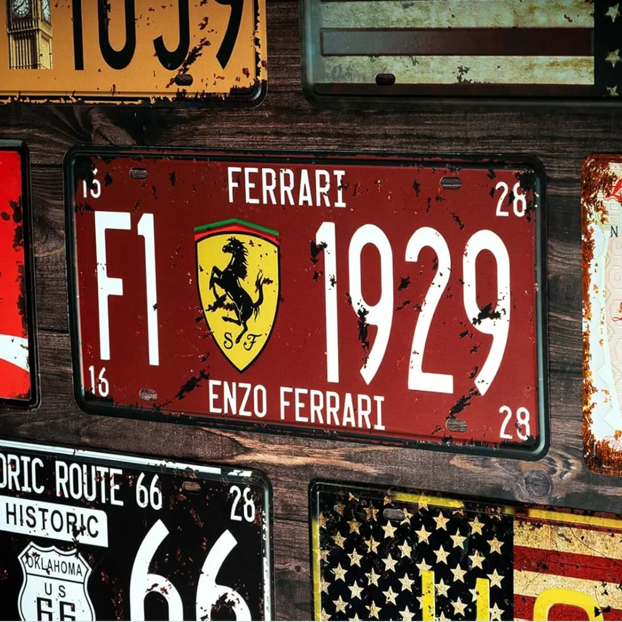 Vintage Retro Metal Tin Sign License Plate Wall Art, Decorative Number Plaque for Cafe Bedroom Garage