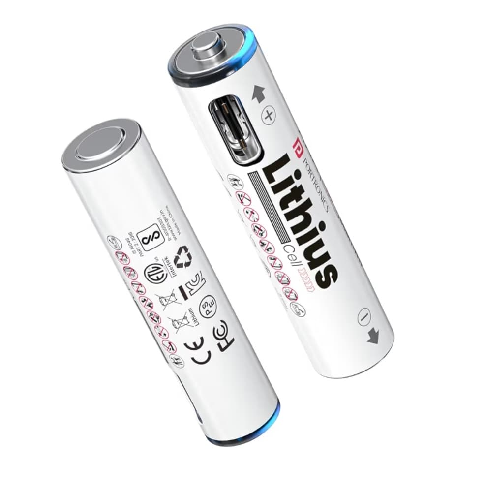 Portronics Lithius AAA Type C Rechargeable Lithium Ion Batteries Pack of 2, 440mAh USB C Charging No Charger Needed