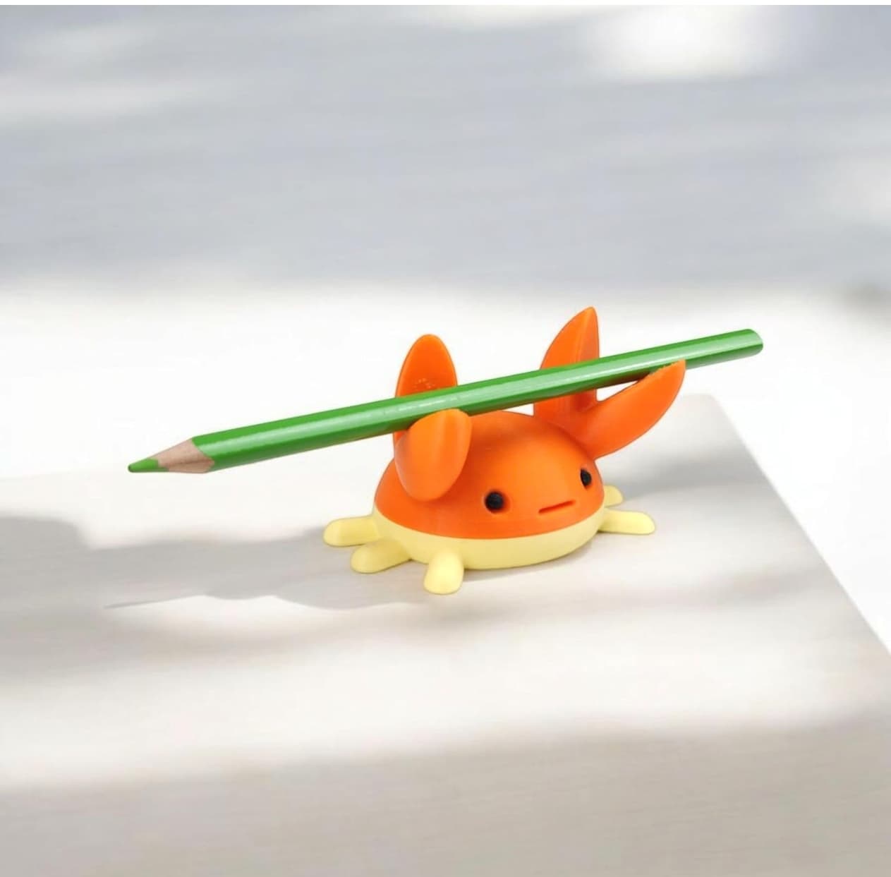 Cute Crab Design Desktop Pen Holder, Orange Beach Theme Pencil Rest Desk Decor Accessory