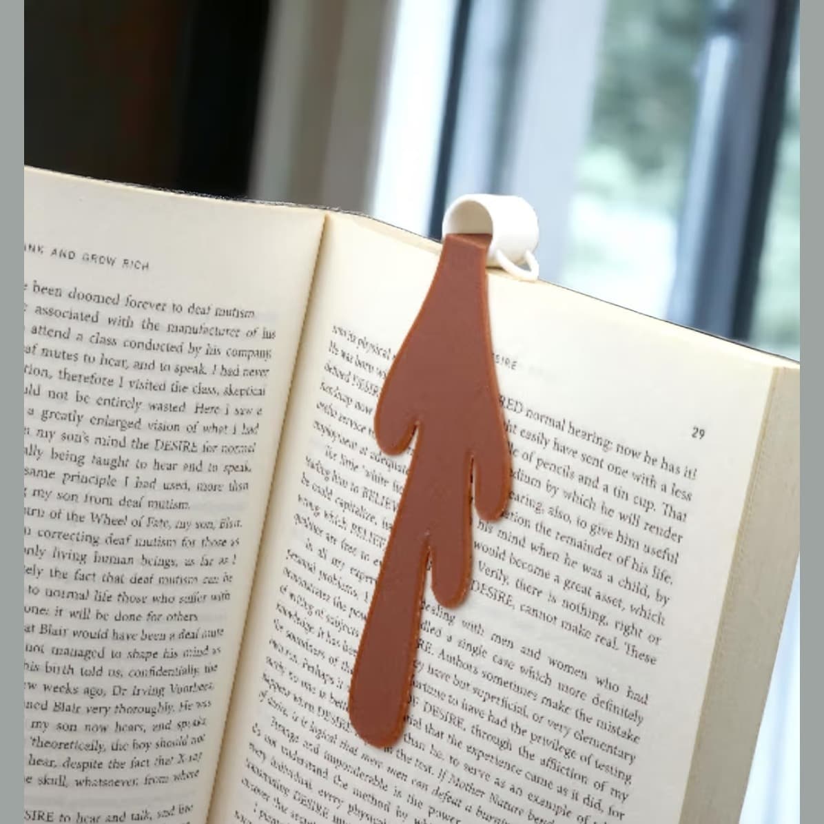 3D Spilled Coffee Mug Bookmark, Creative Plastic Page Marker that Looks Like a Tipped Mug for Book Lovers