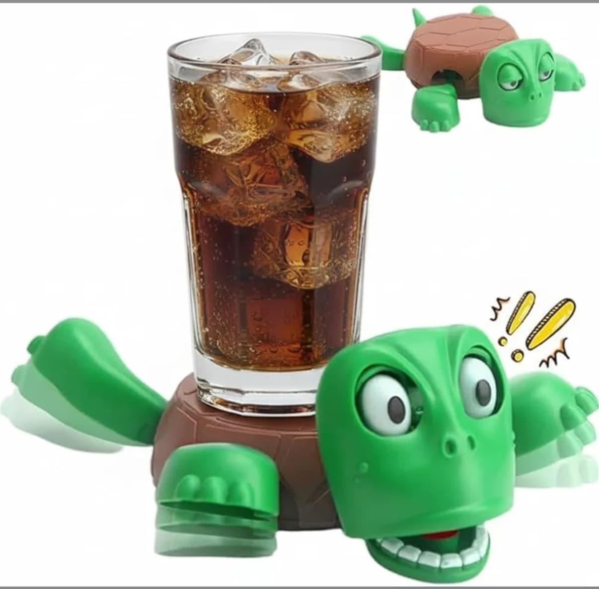 Cartoon Turtle Cup Holder that Changes Expression, Funny Shocked Face Drink Stand Desk Decor Kids Gift