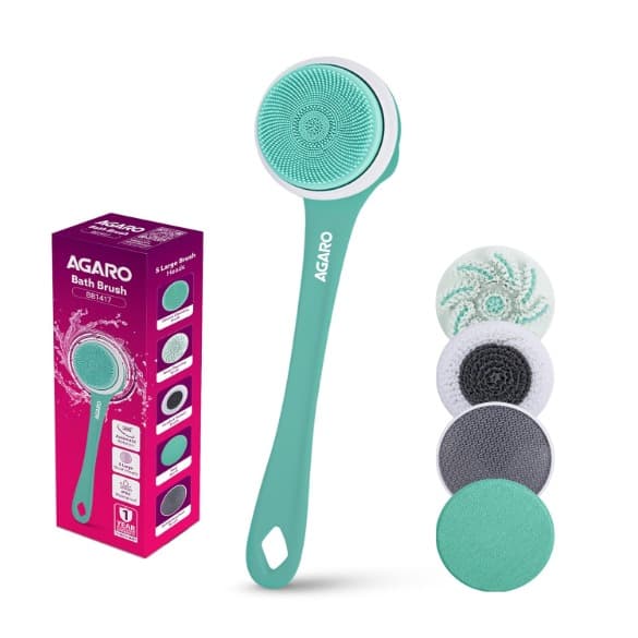 Electric Rotating Bath Brush with Long Handle, USB Rechargeable Waterproof Body Scrubber