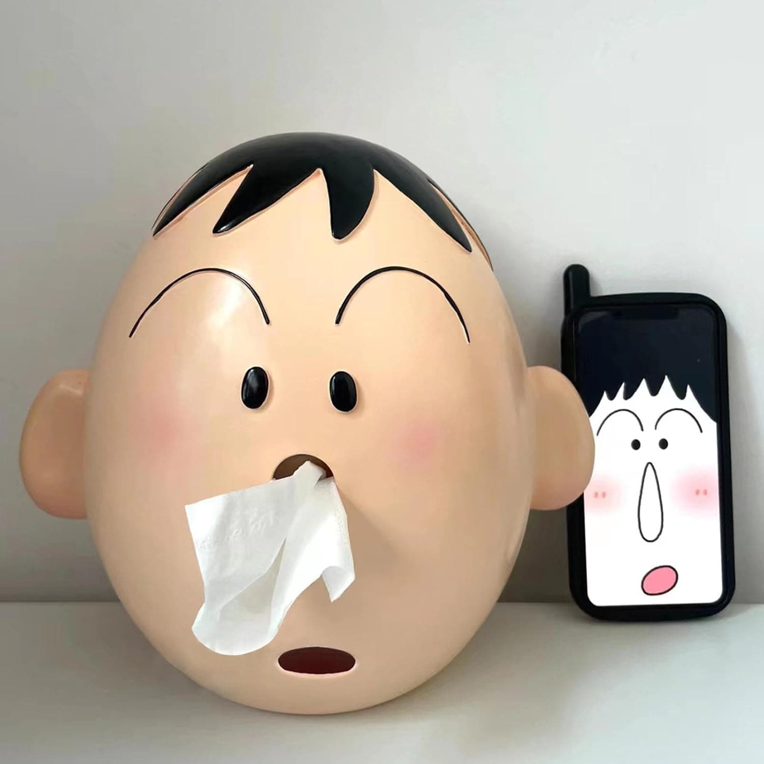 Bo-chan Nose Tissue Roll Holder, Wall Mounted Resin Bathroom Dispenser