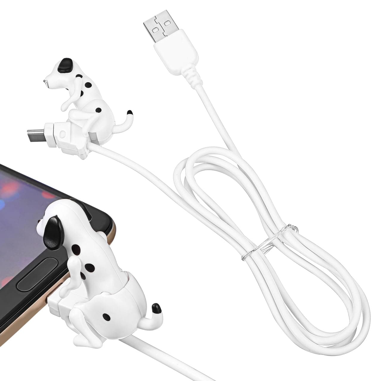 Puppy Wiggle Type-C Charging Cable, Dalmatian Pedal Dog USB Cable