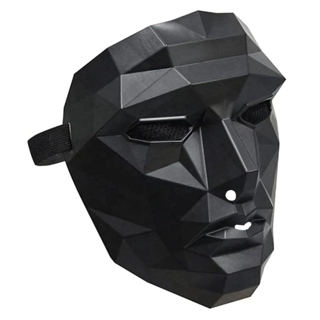 Squid Game Front Man Geometric Cosplay Mask, Black Party Wear