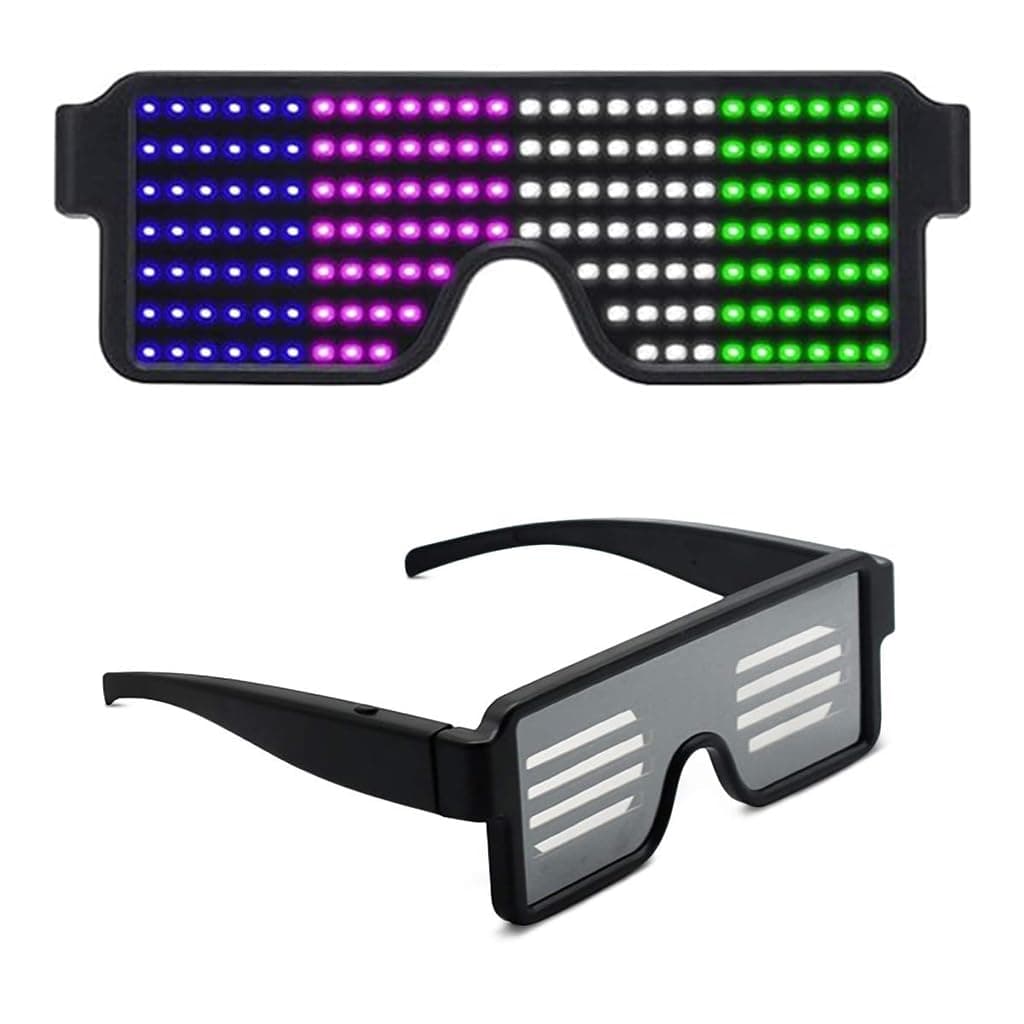 Animated LED Matrix Party Glasses, USB Rechargeable Light-Up Eyewear with 11 Patterns