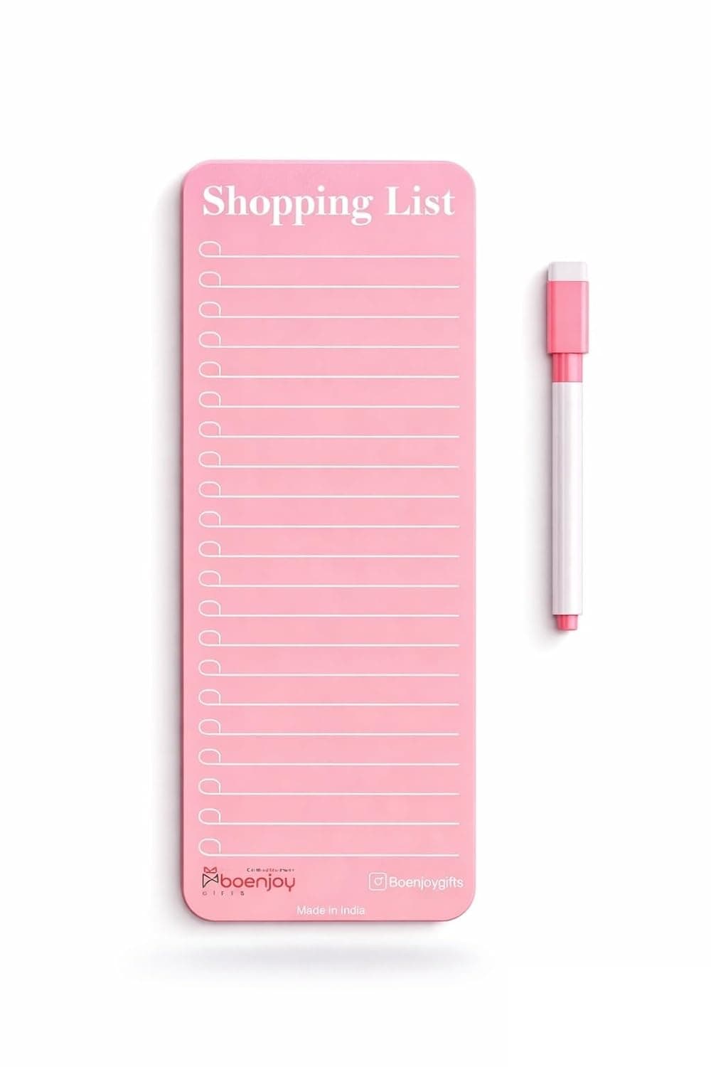 Magnetic Dry Erase Shopping List Board for Fridge, 24 x 9 cm with Marker