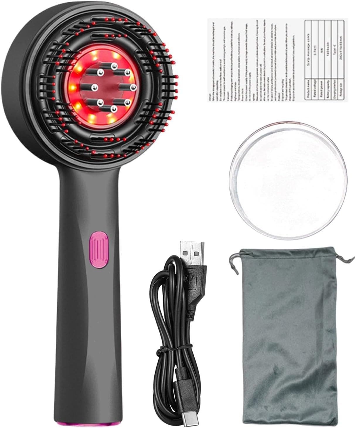 Electric Scalp Massager with Hair Oil Applicator, Waterproof Rechargeable 5-Speed Comb