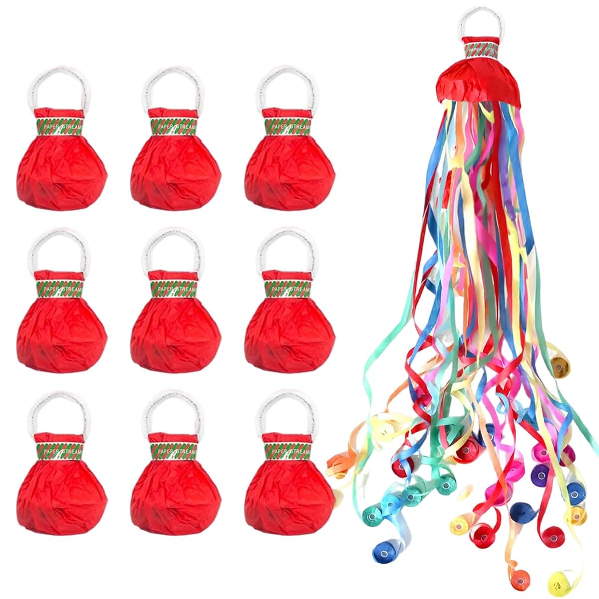 Hand Throw Confetti Streamers Pack of 10, Multicolour No-Mess Party Toss