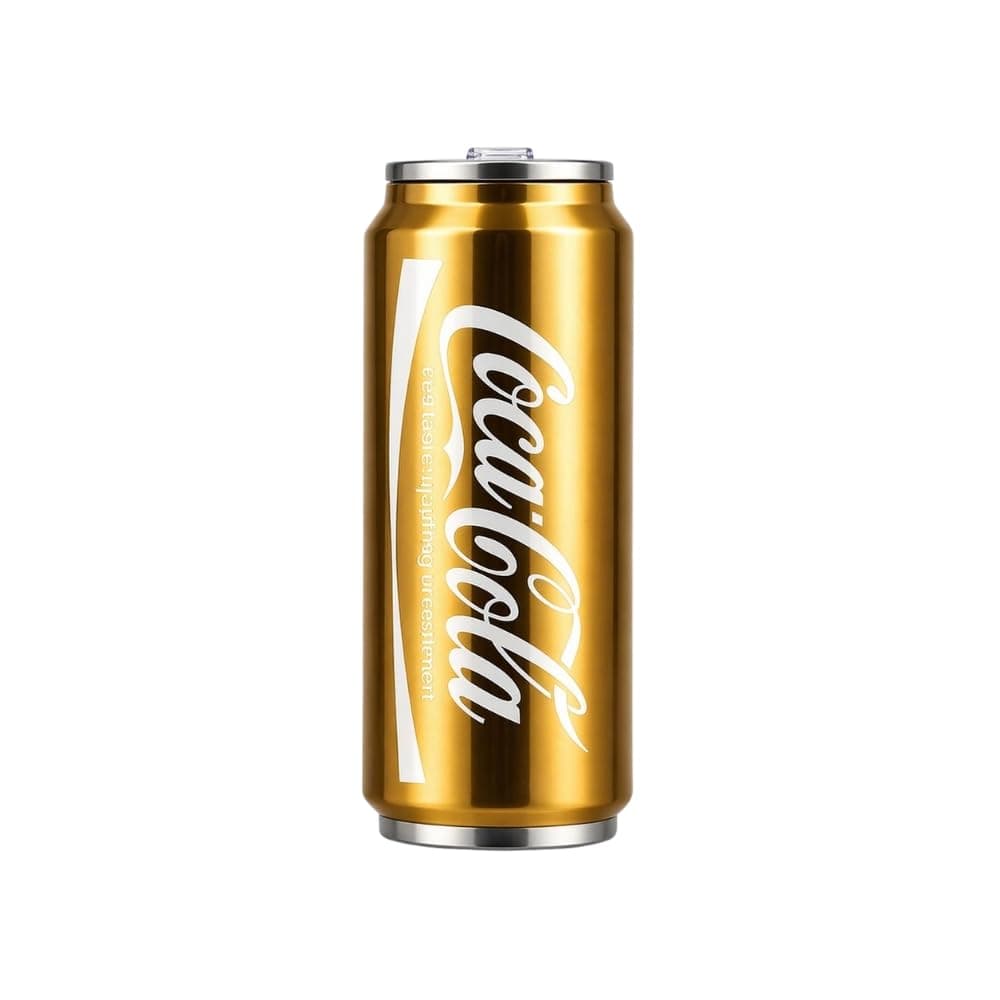 Gold Stainless Steel Can Tumbler with Straw, 300 ml Reusable Drink Cup