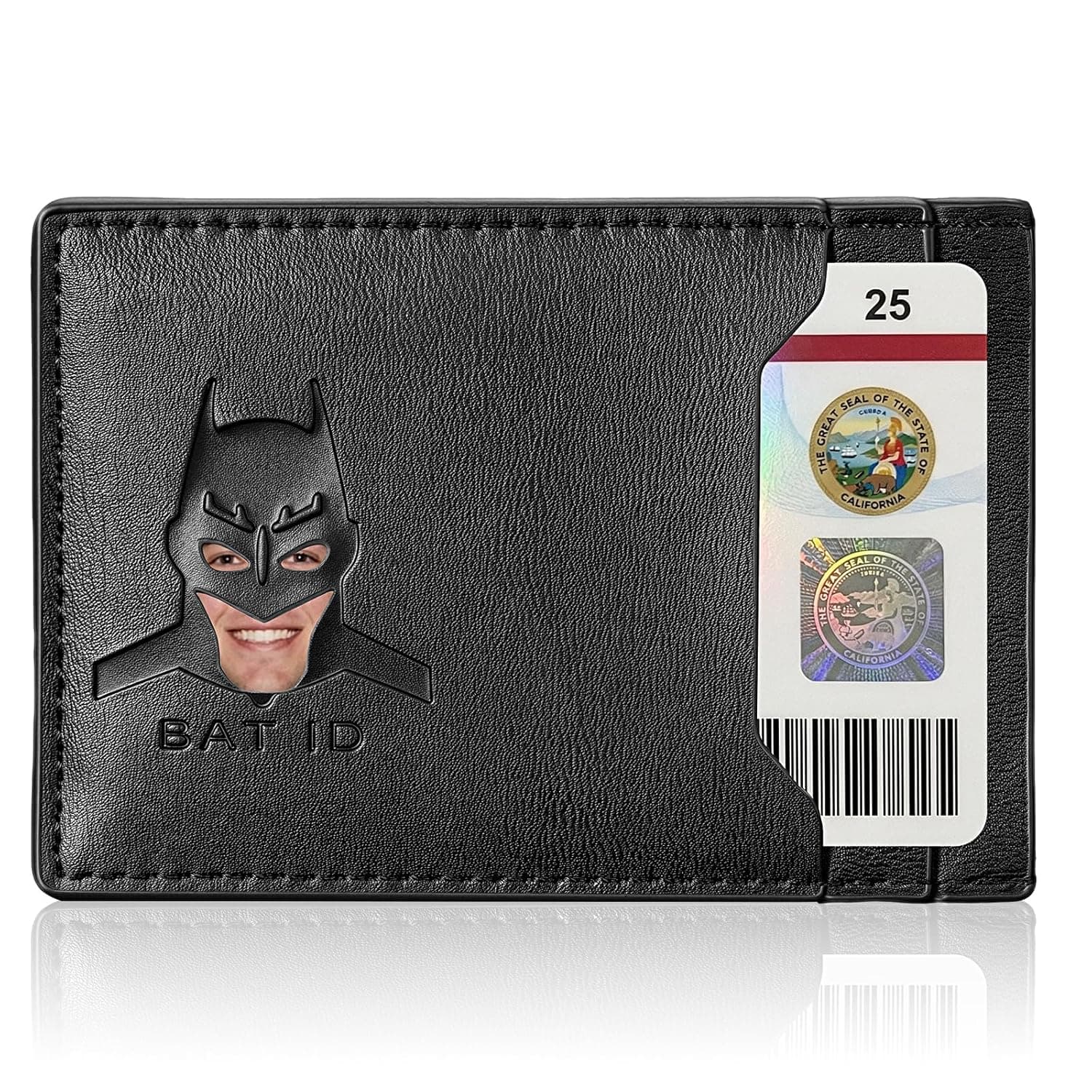 Batman Mask Cutout Leather Card Holder Wallet with ID Window