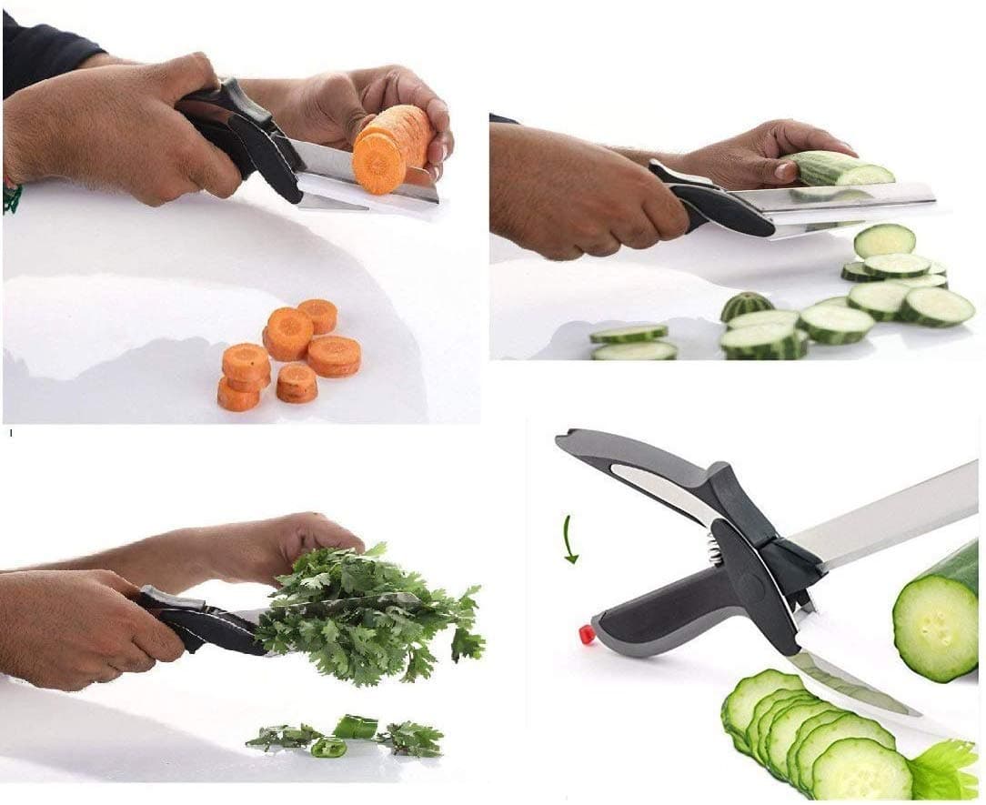 2-in-1 Clever Cutter Kitchen Scissors with Built-in Mini Chopping Board