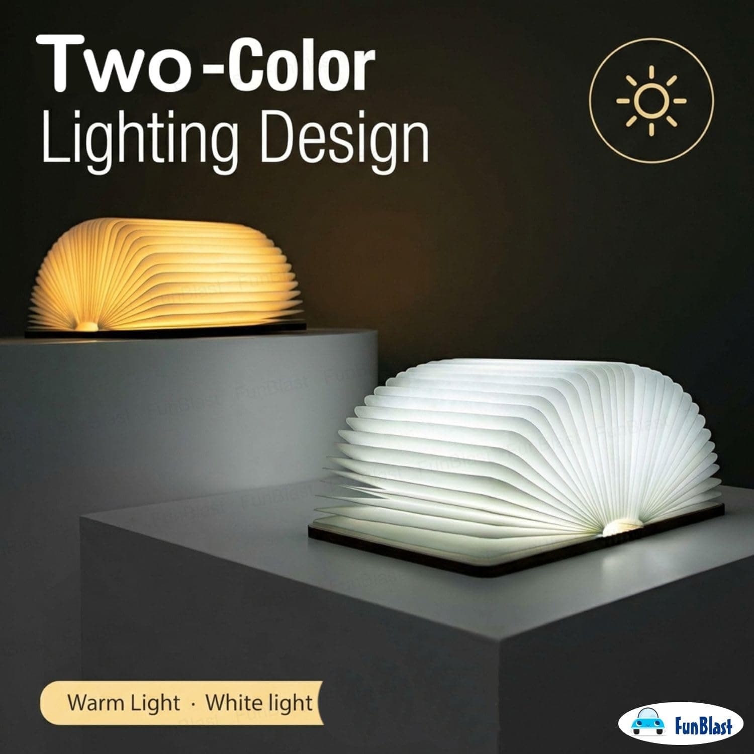 Foldable LED Book Lamp, USB Rechargeable Magnetic Wooden Night Light