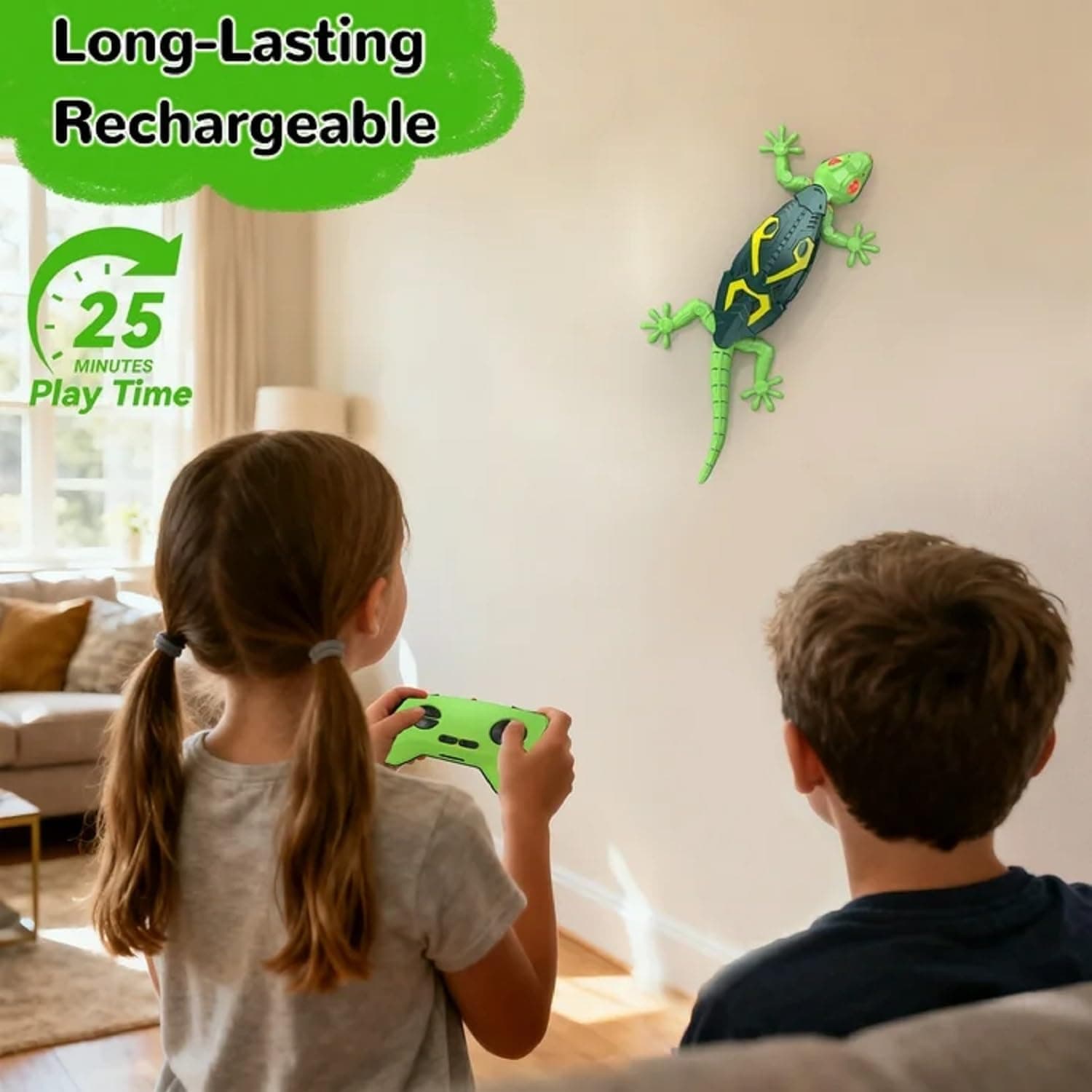 Remote Control Wall Climbing Gecko Lizard Toy, Rechargeable Suction Crawler with LED Eyes