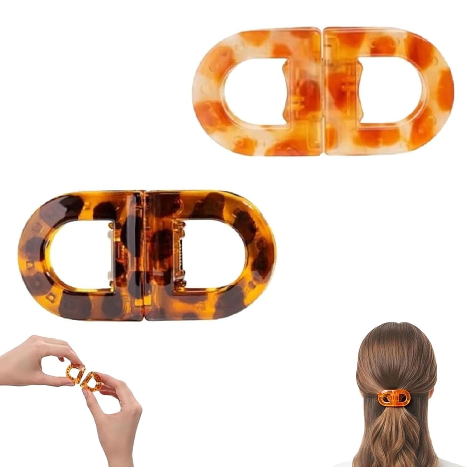 Magnetic Hair Claw Clutcher Clips Set of 2, Leopard Print Section Styling Clips