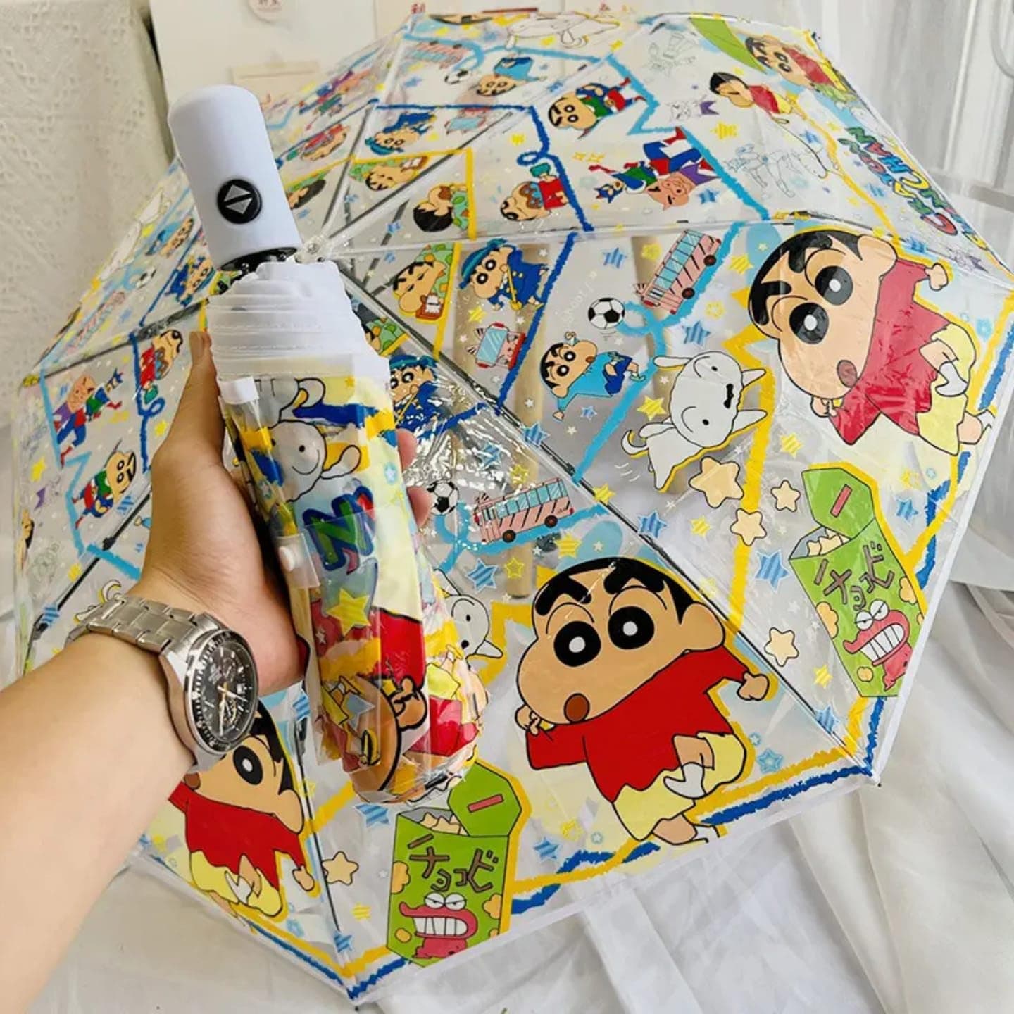 Kids Cartoon Printed Transparent Folding Umbrella