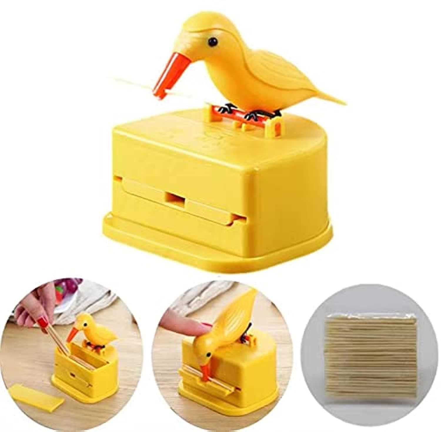 Bird Head Press Toothpick Dispenser, Automatic Pop-Up Tabletop Holder