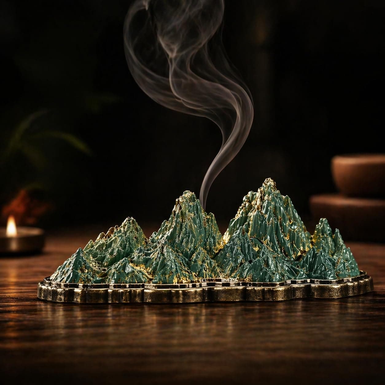 Mountain Smoke Flow Incense Holder with Ash Catcher Tray, Resin Agarbatti Stand
