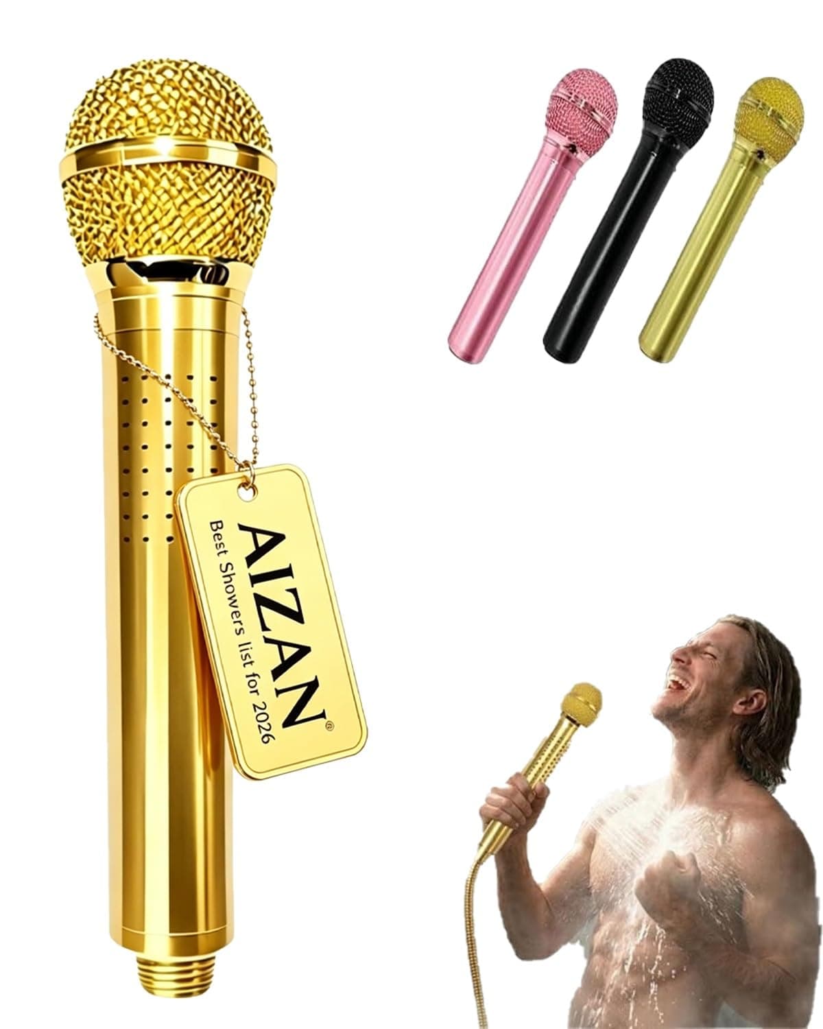 Microphone Shaped Handheld Shower Head, High Pressure Aluminium Alloy