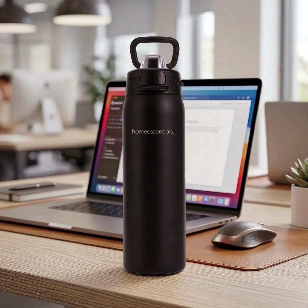 Insulated Stainless Steel Water Bottle 950ml, Leakproof Quick-Fill Lid with Straw and Handle