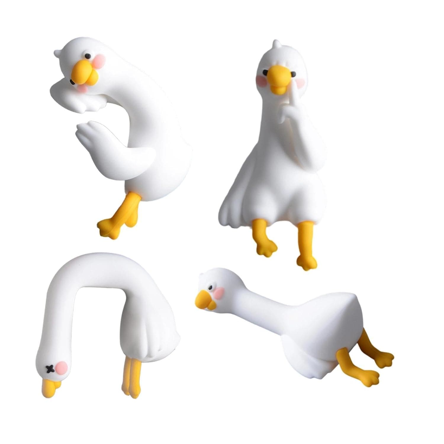 Mini Resin Goose Figurines Set of 4, Computer Monitor and Desk Decor