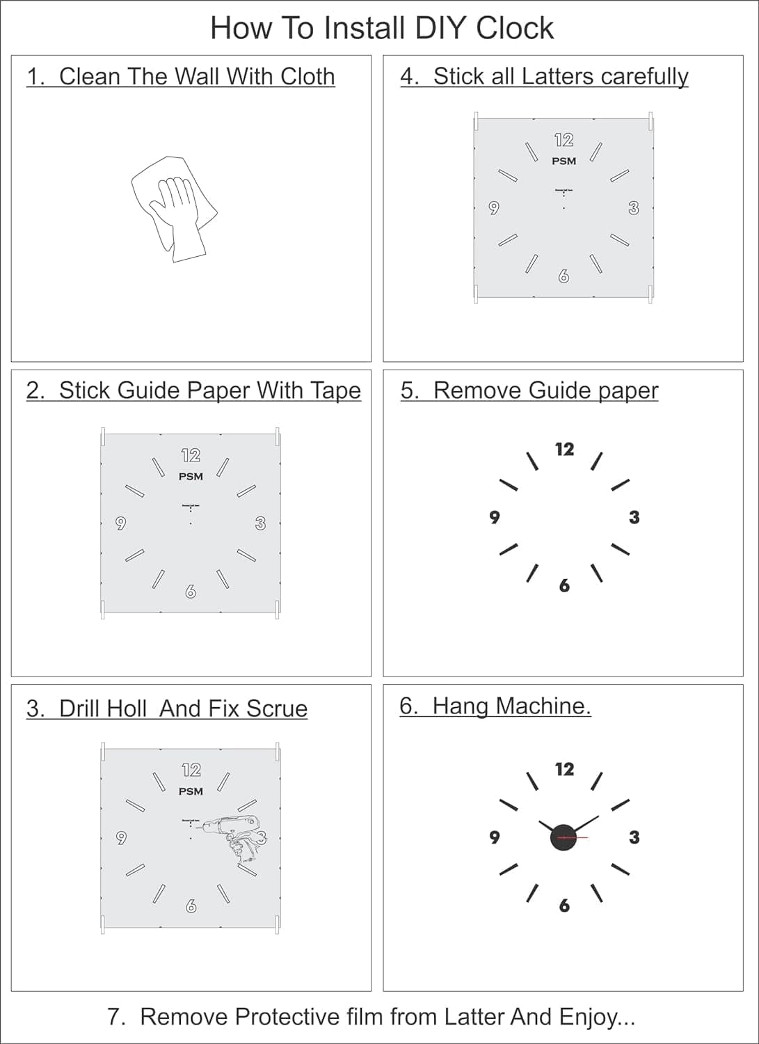 DIY Acrylic Wall Clock, Adjustable 3D Sticker Numbers Without Glass