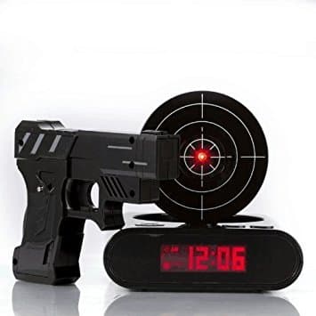 Gun Shooting Target Alarm Clock, Black