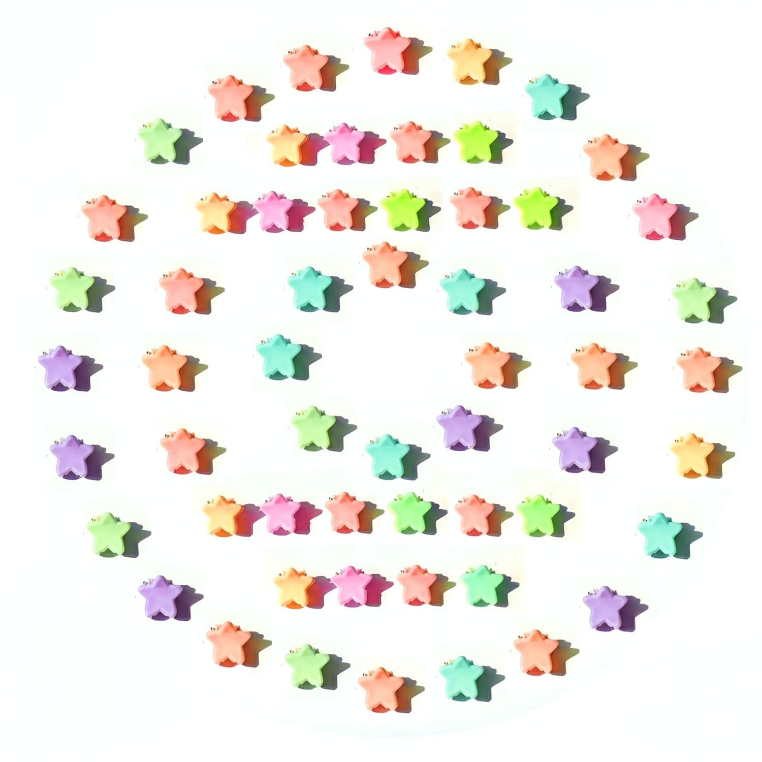 Mini Star Hair Claw Clips Set of 50, Multicolour Non-Slip Kids Hair Accessories