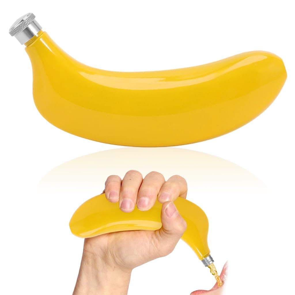 Banana Shaped Stainless Steel Hip Flask, 5 Oz Leak Proof Portable Liquor Container