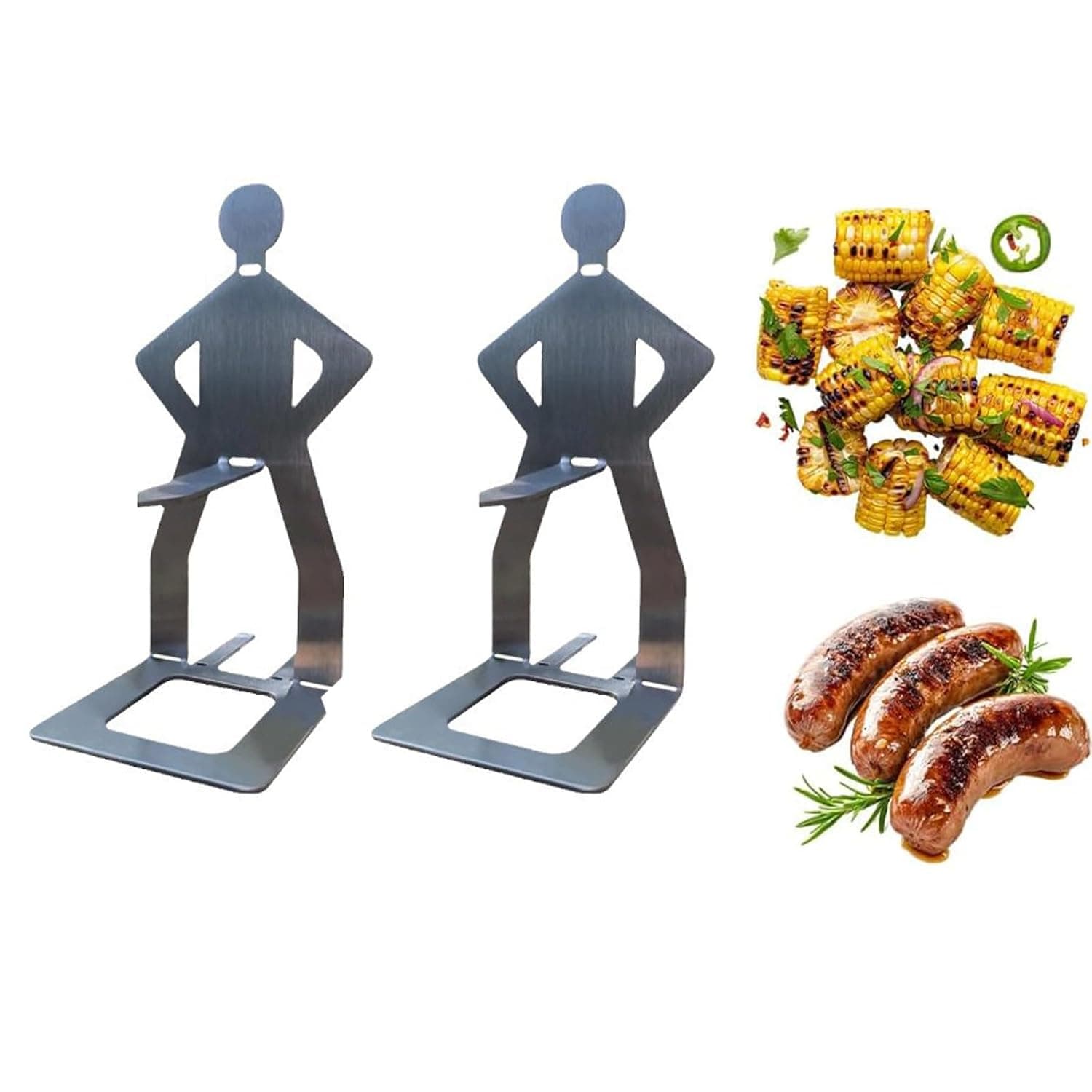 Funny Stainless Steel Hot Dog Holder Stand, 2 Pack BBQ Sausage Grill Rack