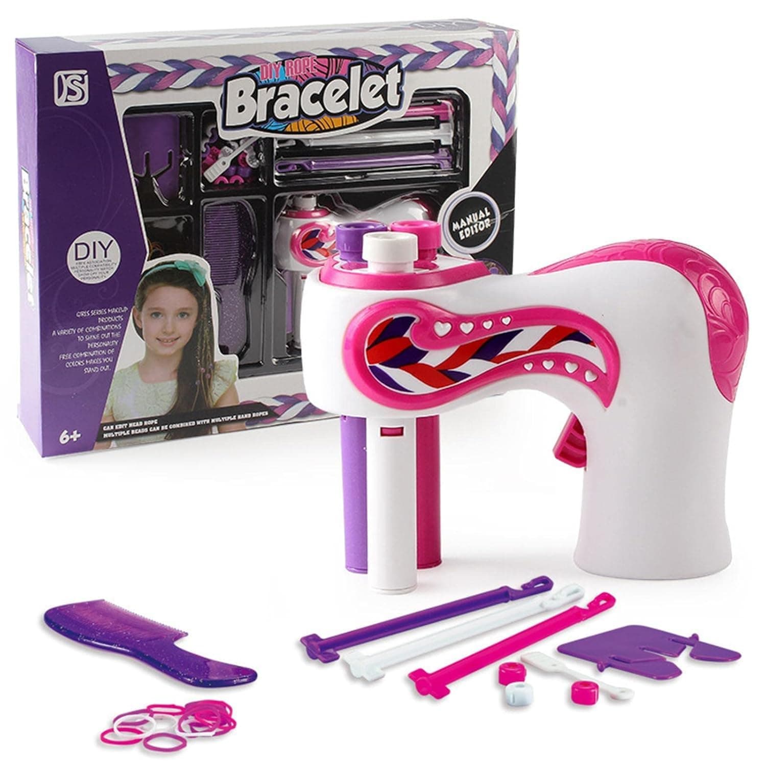 Electric Hair Braiding Machine Toy for Kids, Battery Operated Automatic Hair Braider