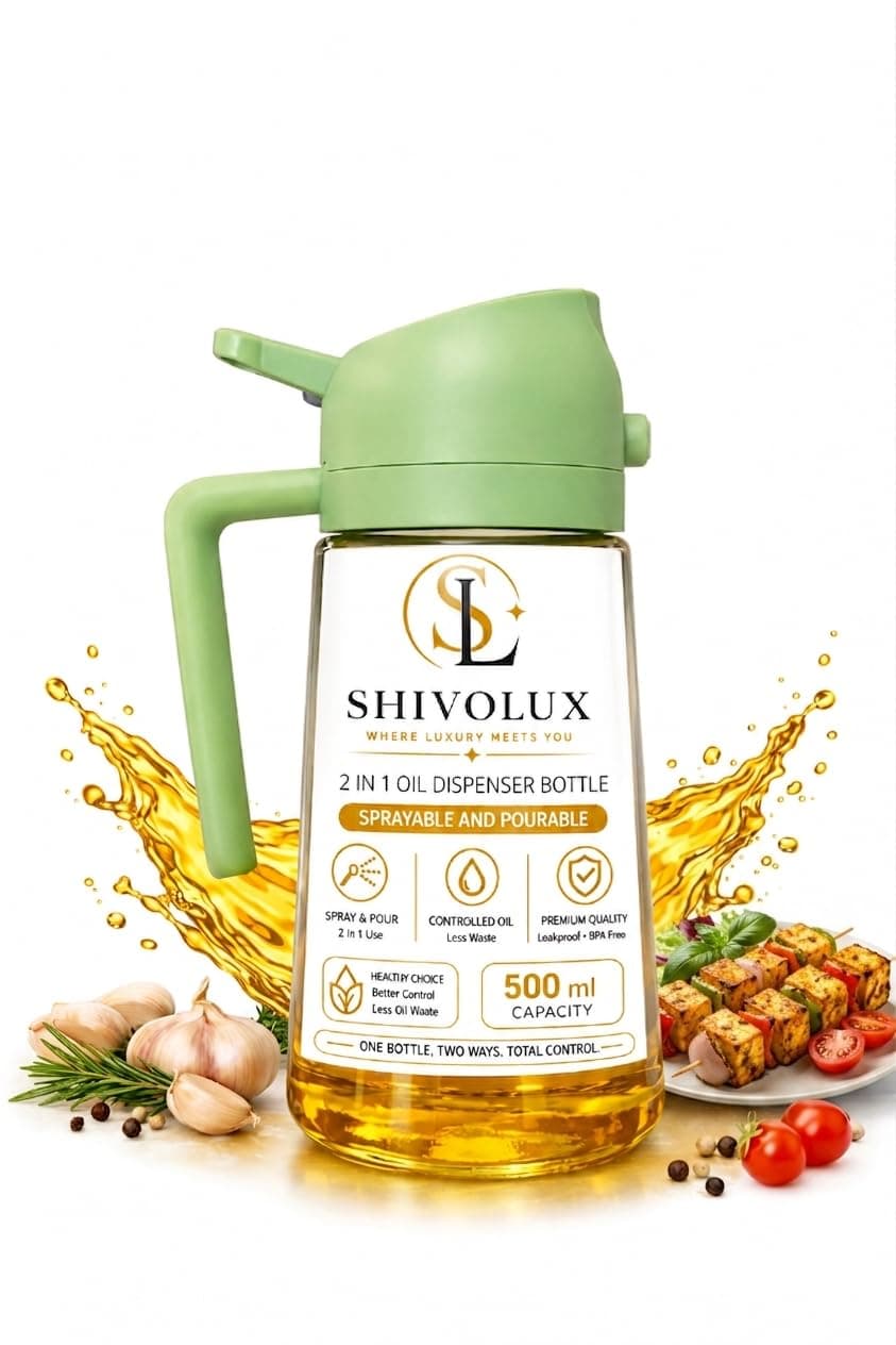 2-in-1 Oil Dispenser Bottle, Spray and Pour Glass 500 ml