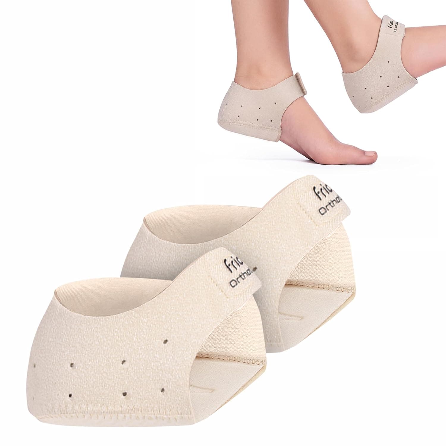 Gel Heel Protector Pad with Velcro Strap, Anti-Slip Heel Cup Cushion