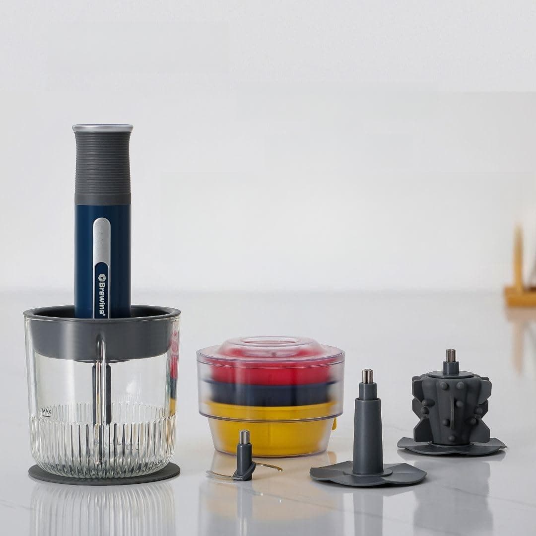 USB Cordless Mini Vegetable Chopper with Garlic Peeler, 400ml Glass Bowl and 3 Mini Bowls