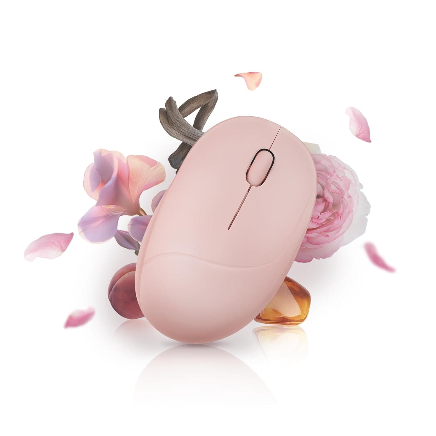 Refillable Fragrance Wireless Mouse, Dual-Mode Silent Ergonomic Rose Pink