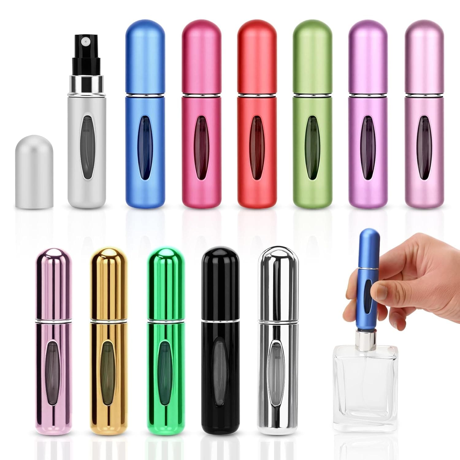 Refillable Mini Perfume Atomiser Spray Bottles 5 ml, Pack of 12