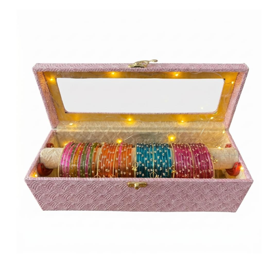 Bangle Gift Box with Traditional Chudi Set, Multicolour Bridal Jewellery Organiser