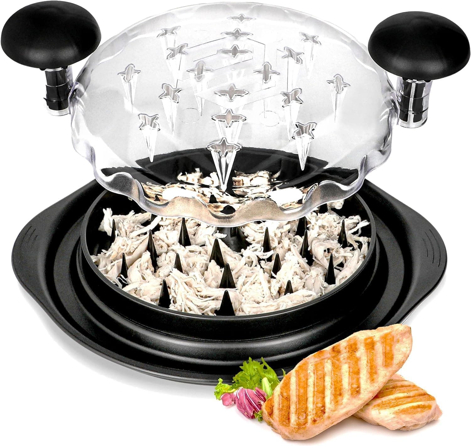 Manual Chicken Shredder Twist Tool with Clear Lid