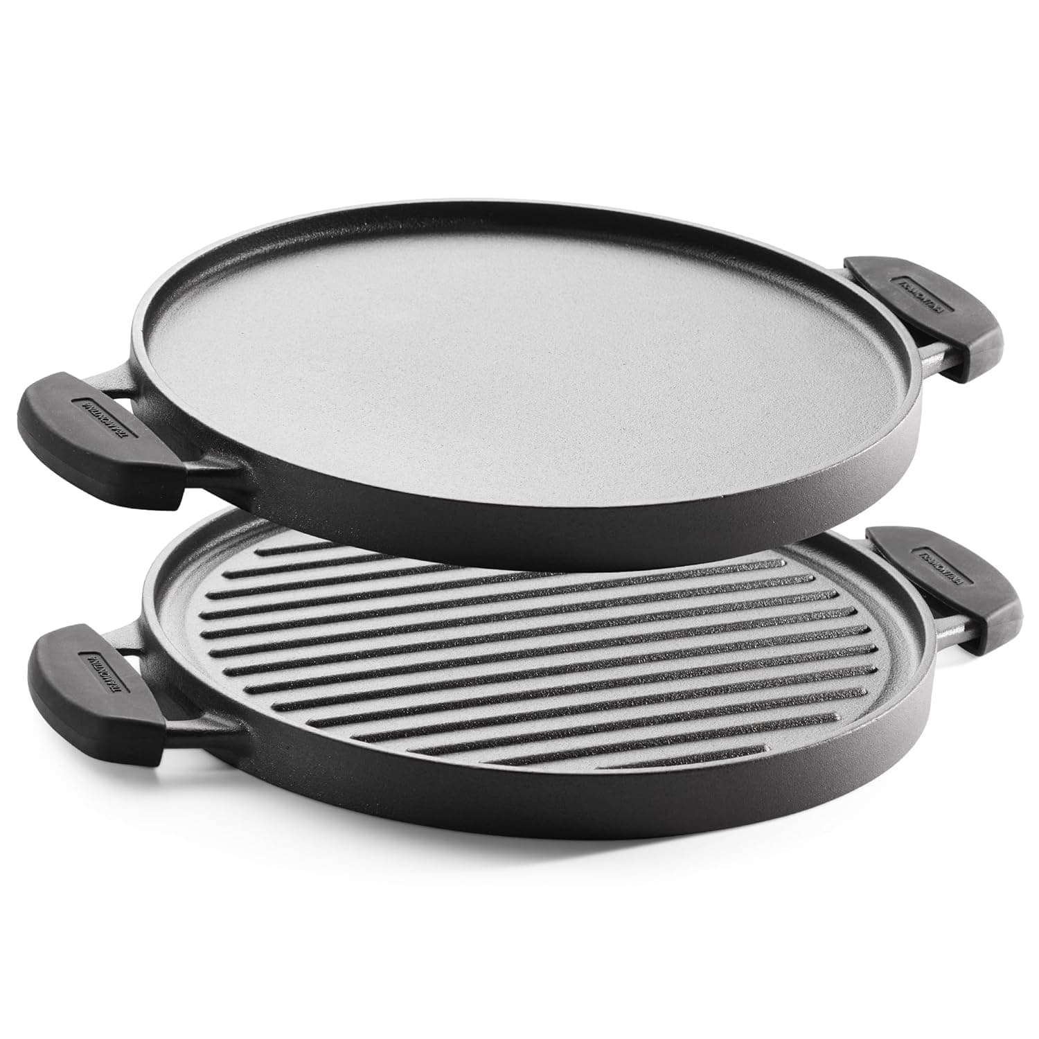 Reversible Cast Iron Grill Pan Tawa, 30 cm Pre-Seasoned Double Sided Griddle