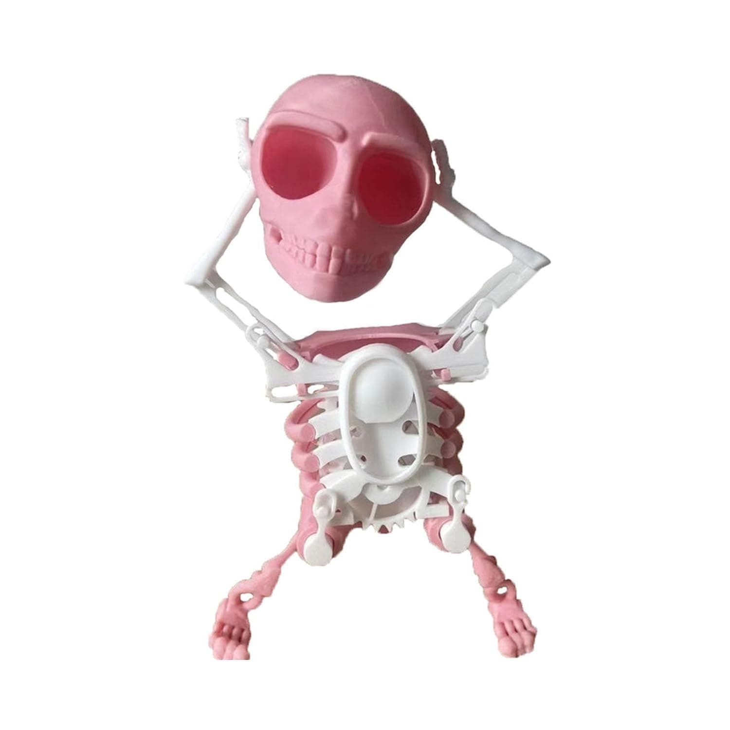 Wind-Up Dancing Skeleton Toy, Pink Skull Figure with Detachable Head
