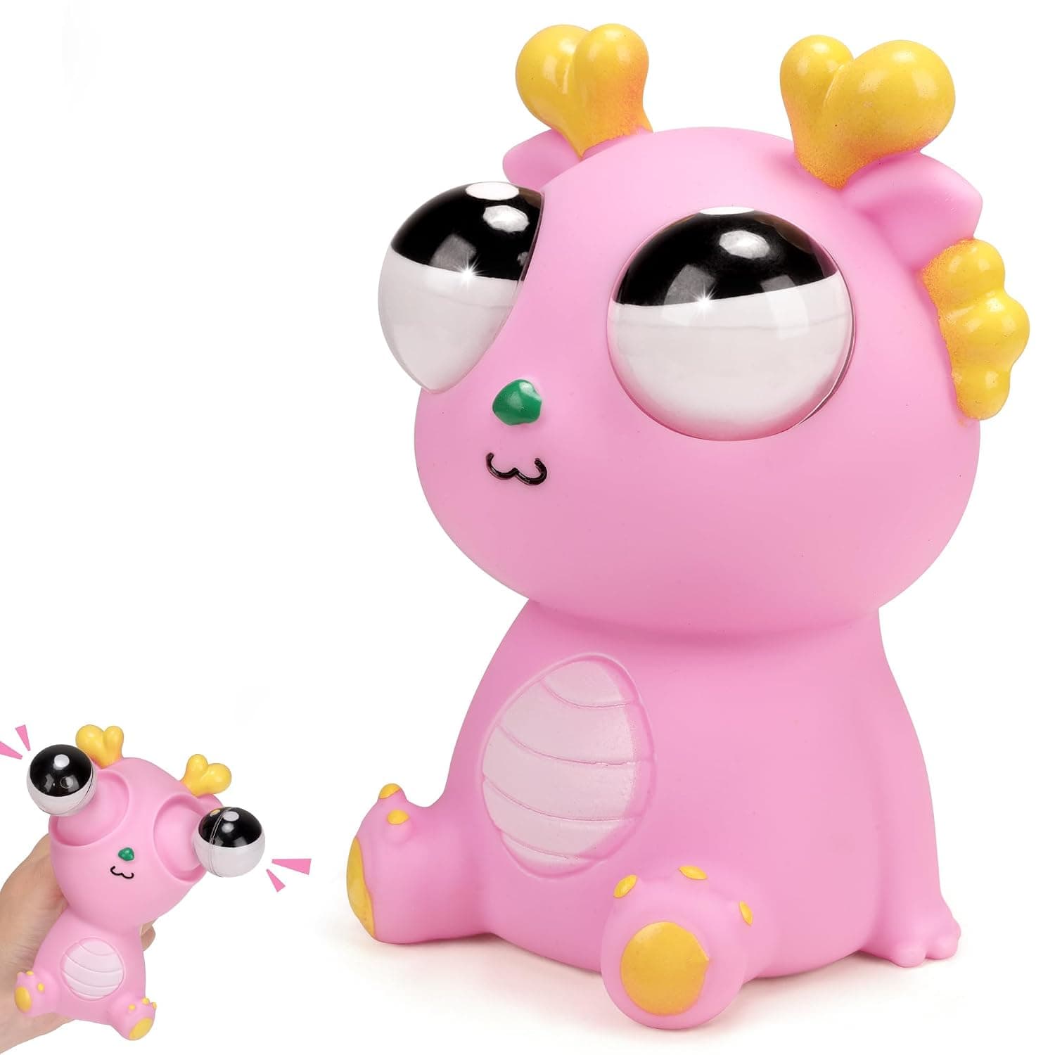 Eye-Popping Squeeze Dinosaur Stress Toy, Pink PVC Squishy Desk Toy