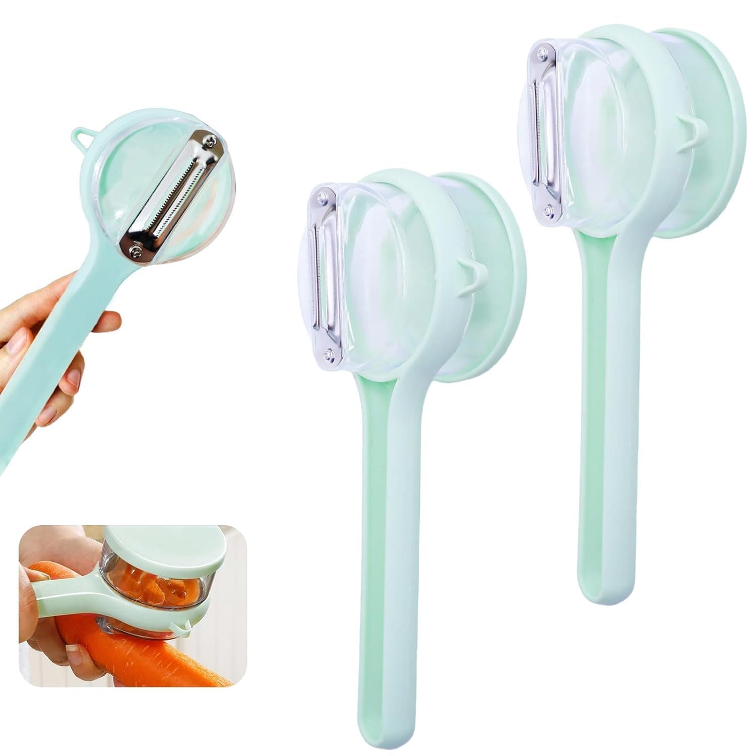 Vegetable Peeler with Waste Collector Box, Stainless Steel Blade Palm Grip Peeler