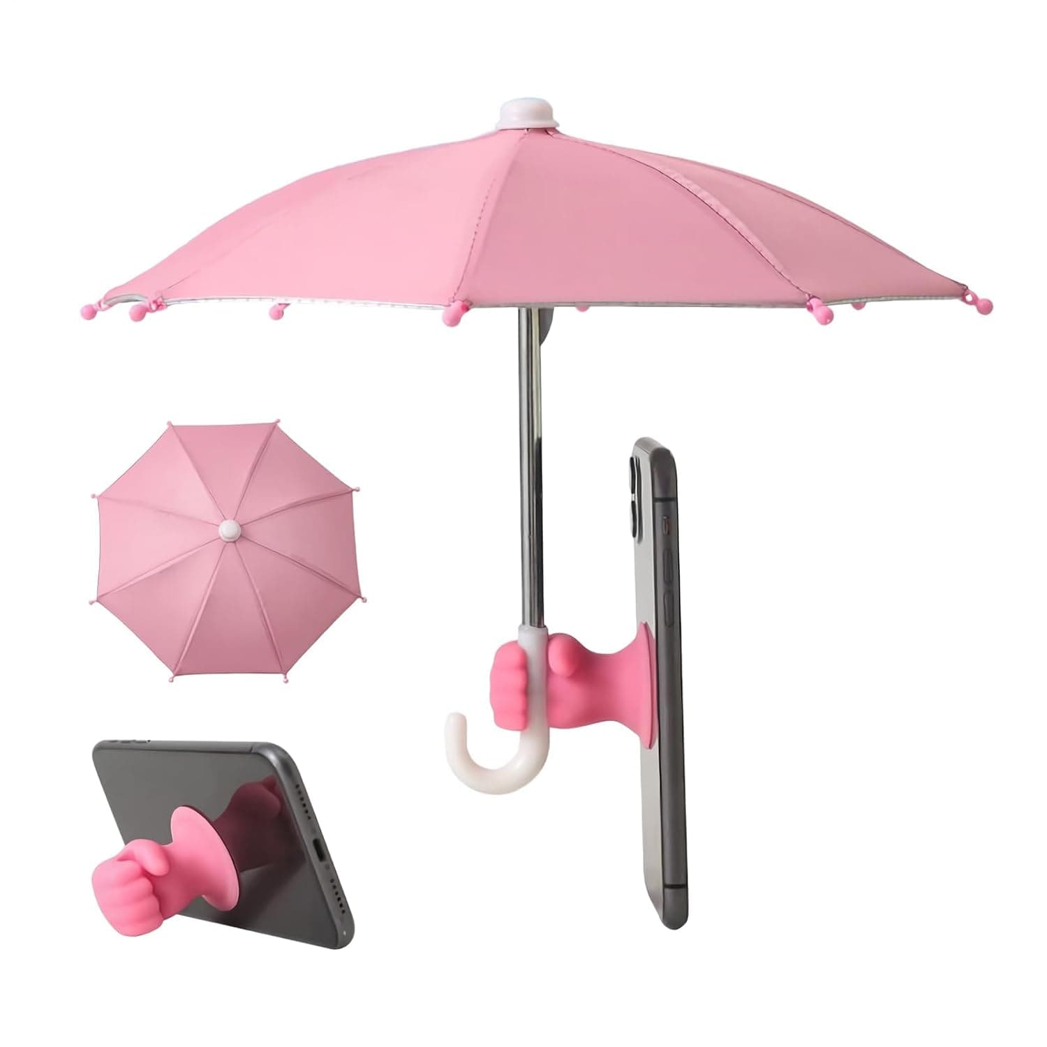 Phone Umbrella Pop Socket Grip, Pink Mini Sunshade Mobile Holder